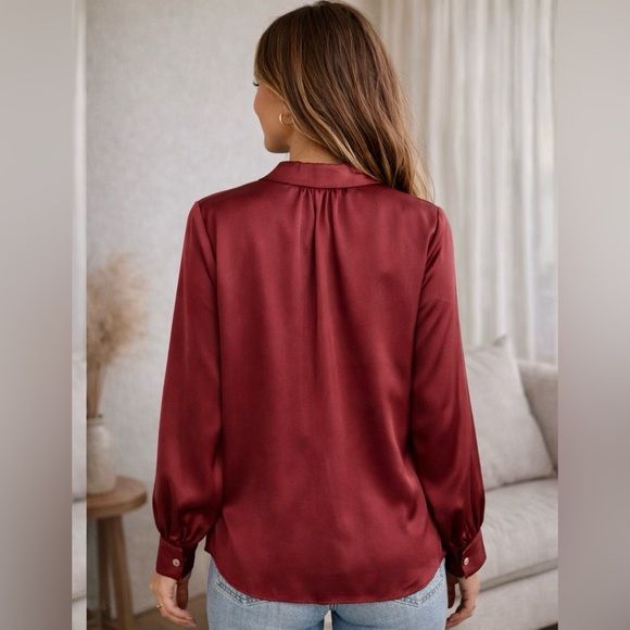 Vince Camuto Burgundy Button Down Shirt - Picture 2 of 12